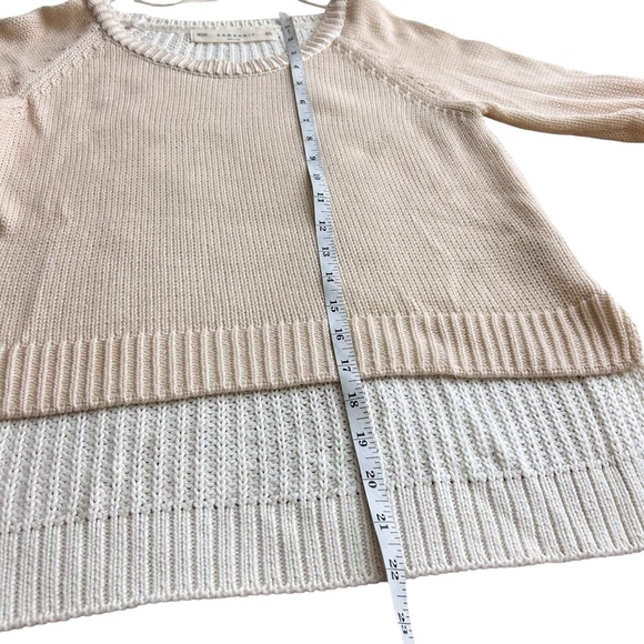 Zara Knit Cropped Scoop Neck Hi-Lo Cotton Blend Sweater with 3/4 Sleeves. Size M - Picture 6 of 7